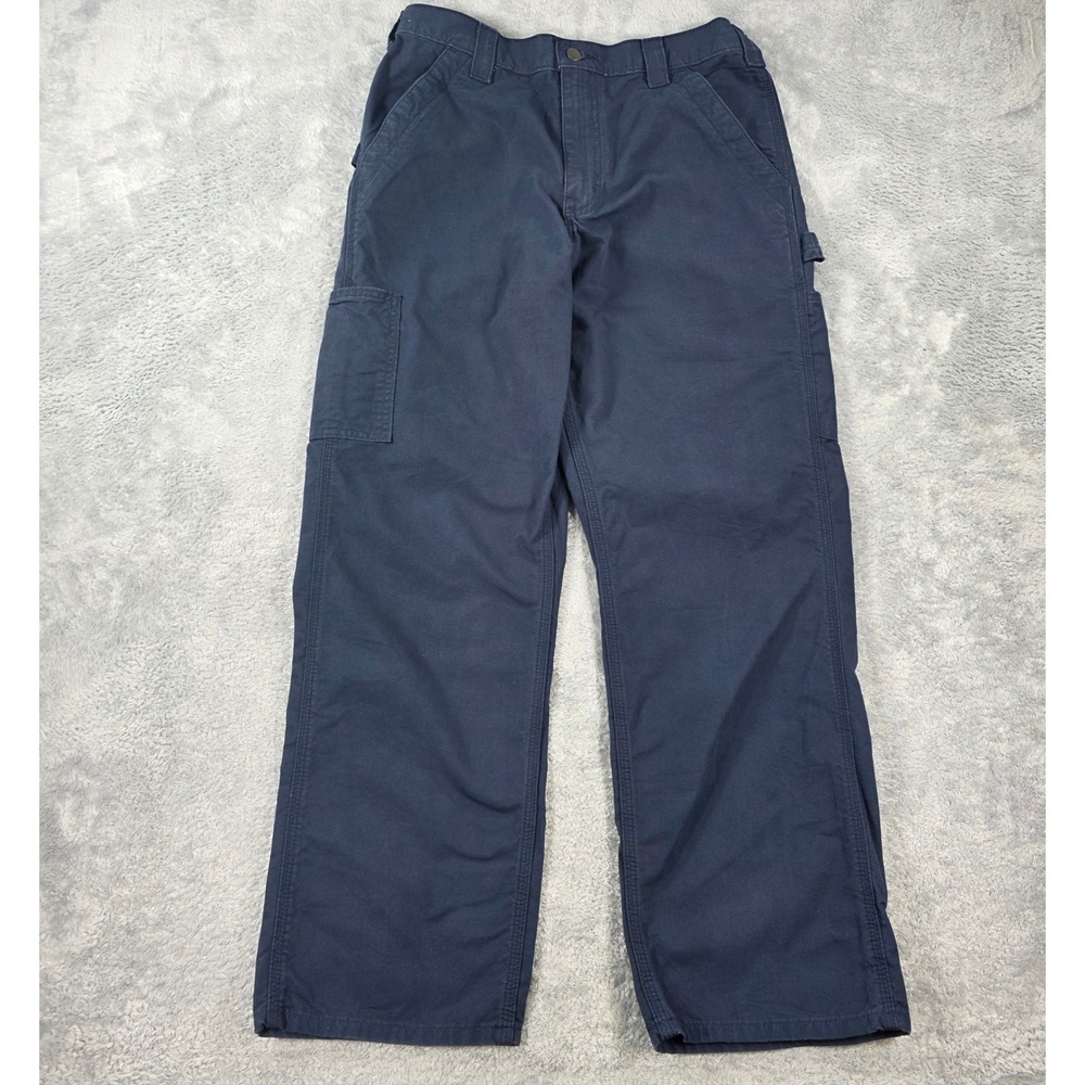 Carhartt B151 Loose Fit Canvas Carpenter Pants Navy Blue 32x30 Mens Workwear